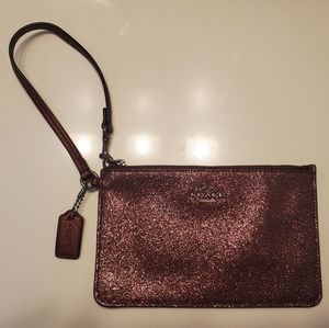 Coach pink glittery wristlet